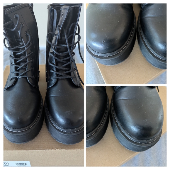 Steve Madden Women's Black Combat Boots - Picture 4 of 9